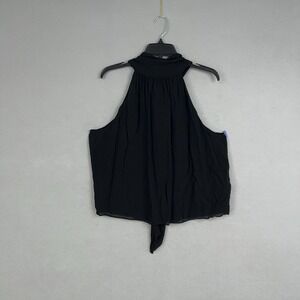 J Crew Collection Blouse Womens XL Black Halter Tie Neck Bow Party Quiet Luxury